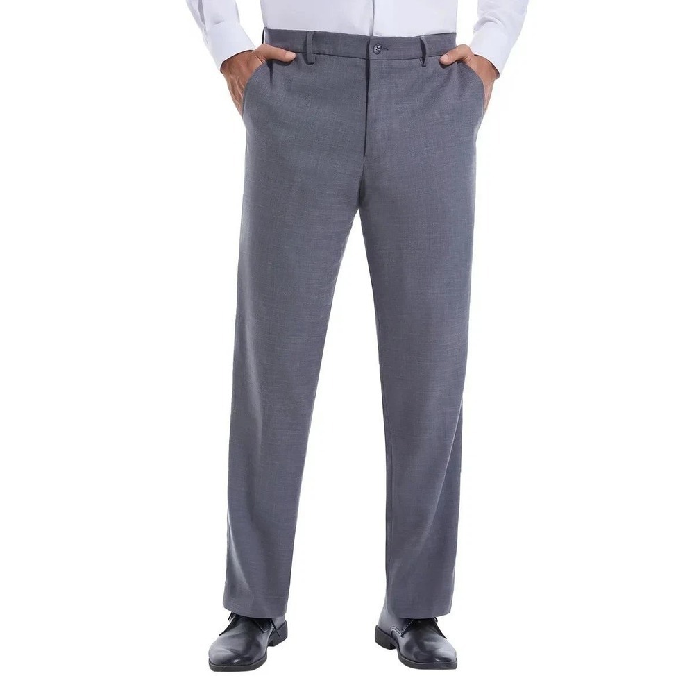 NEW DUCHAMP LONDON Men's 36x30 Gray Stretch Waistband Slim Fit Dress Pants